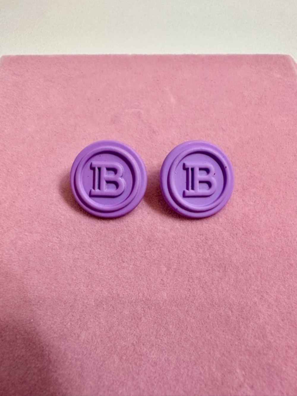 Purple Initial “B” Stud Earrings Monogram